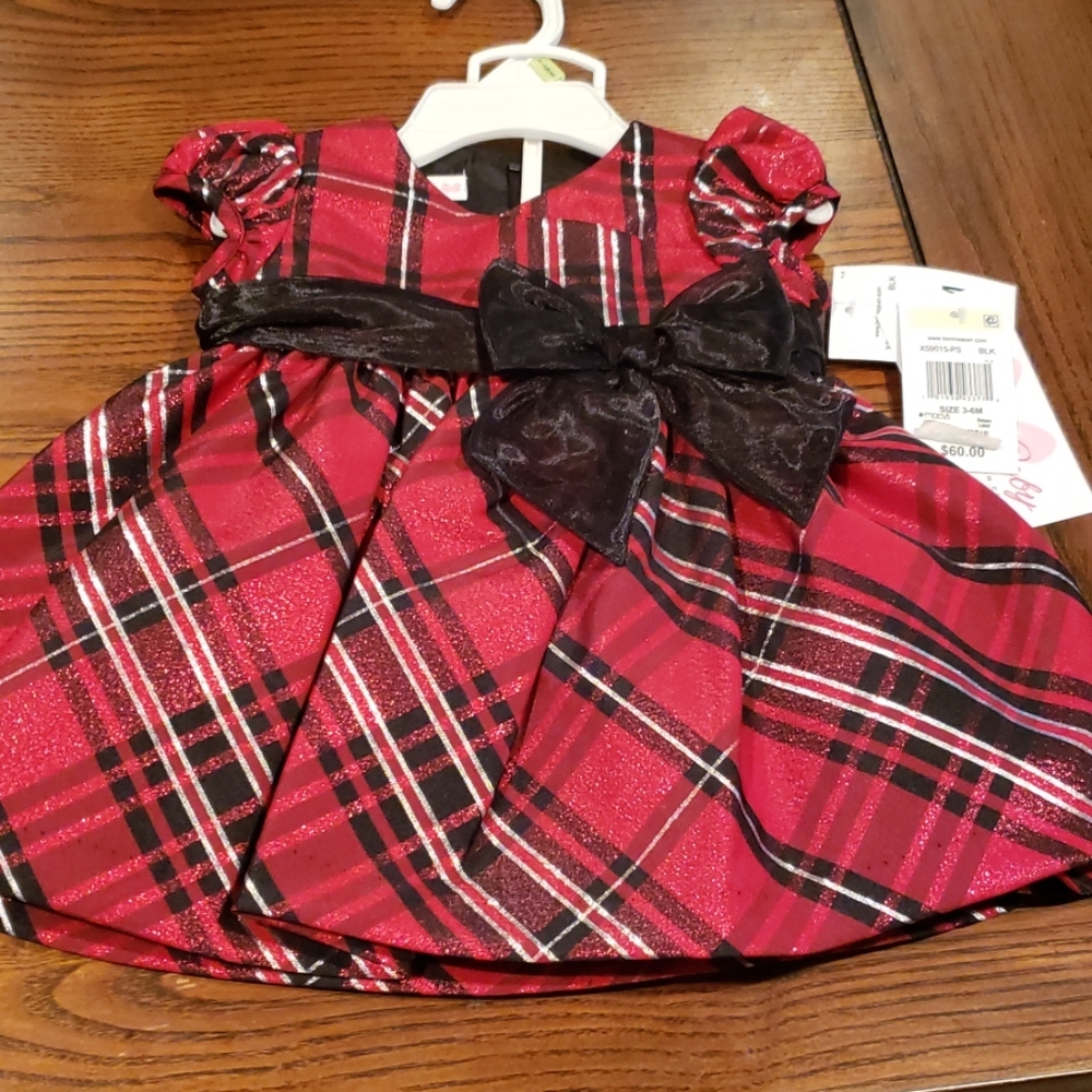 Holiday plaid sparkling baby dress